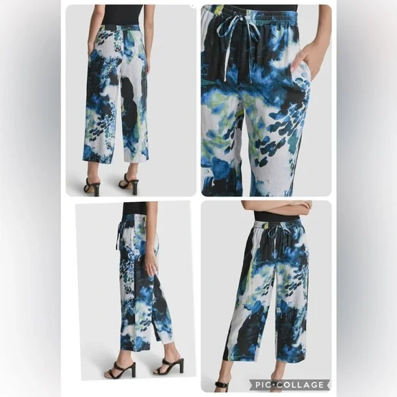 DKNY tie dye wide leg linen cropped ankle pant Women’s size 3X - Picture 4 of 10